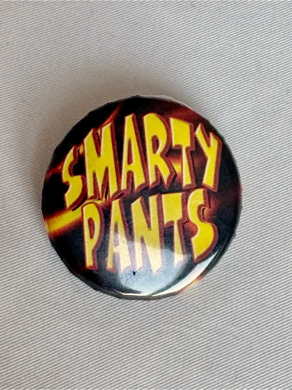 Smarty Pants Yellow Typography Button Pin Y2K Twee Craftsy DIY Girlhoodcore